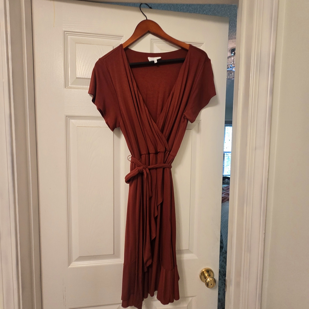 Soma Orange Midi Wrap Sundress with Tie Front